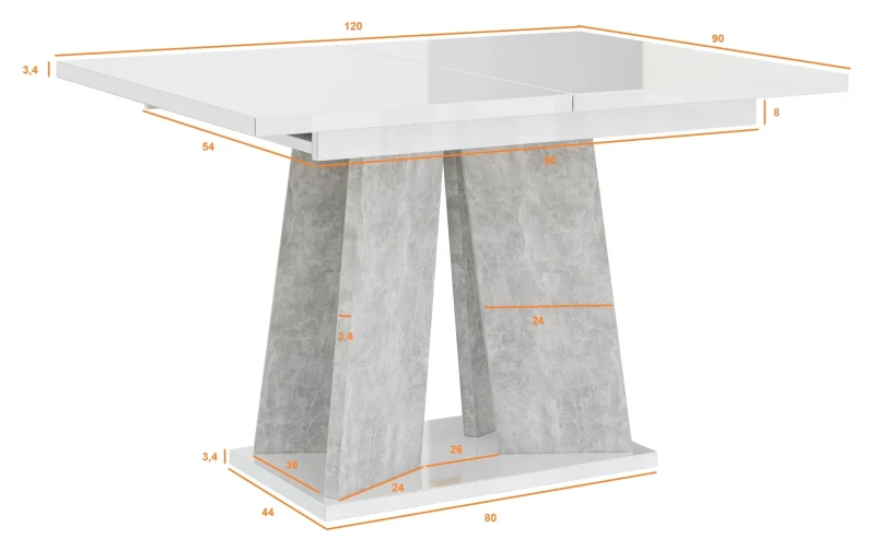 Stół rozkładany Takto 120-160 cm prostokątny nowoczesny do jadalni salonu - wymiary