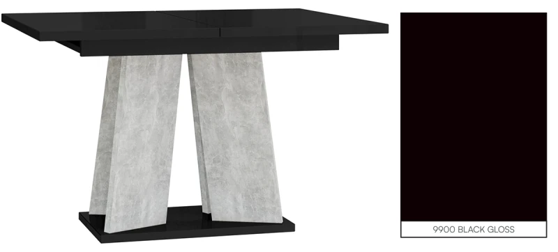 Stół rozkładany Takto 120-160 cm prostokątny nowoczesny do jadalni salonu black gloss/stone