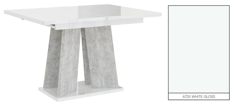 Stół rozkładany Takto 120-160 cm prostokątny nowoczesny do jadalni salonu white gloss/stone