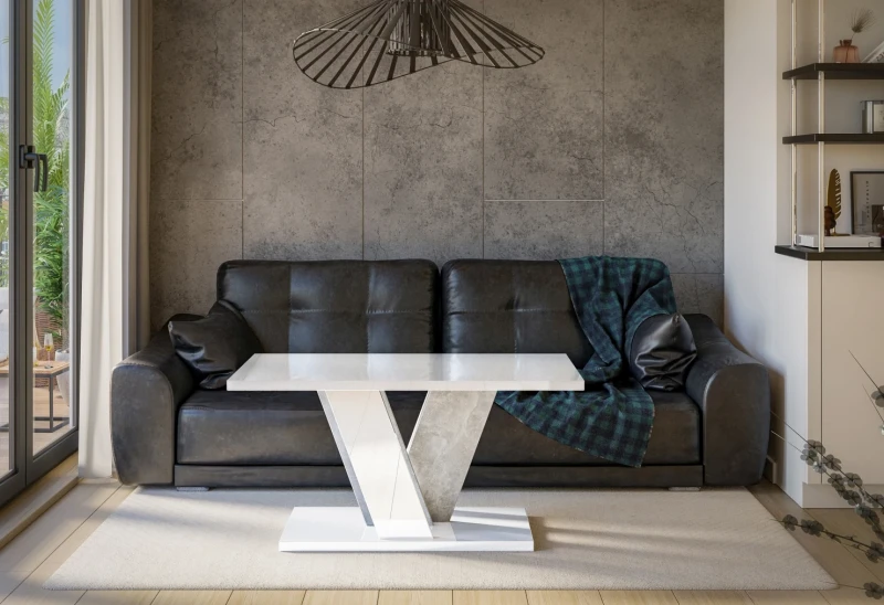 Stolik kawowy Solit 110x70 cm ława prostokątna do salonu white gloss