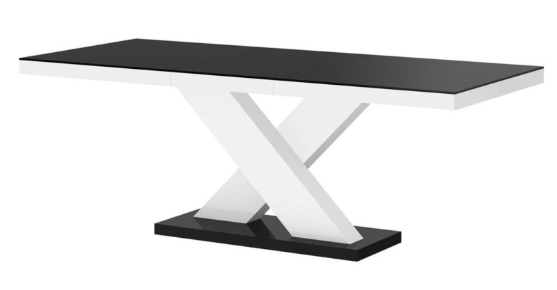 Stół rozkładany XENON 160-208 cm Czarno-biały połysk