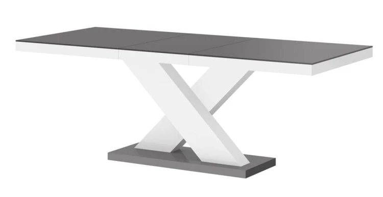 Stół rozkładany XENON 160-208 cm Szaro-biały połysk