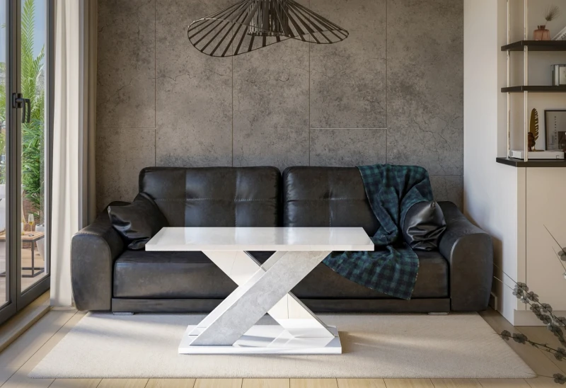 Stolik kawowy Symfonia 110x70 cm ława prostokątna do salonu white gloss