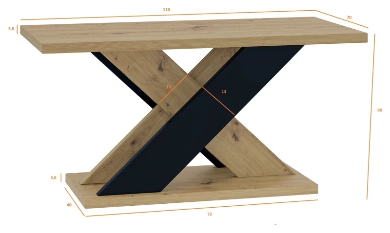 Stolik kawowy Symfonia 110x70 cm ława prostokątna do salonu - wymiary