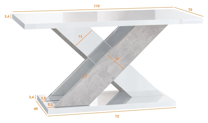 Stolik kawowy Symfonia 110x70 cm ława prostokątna do salonu - wymiary