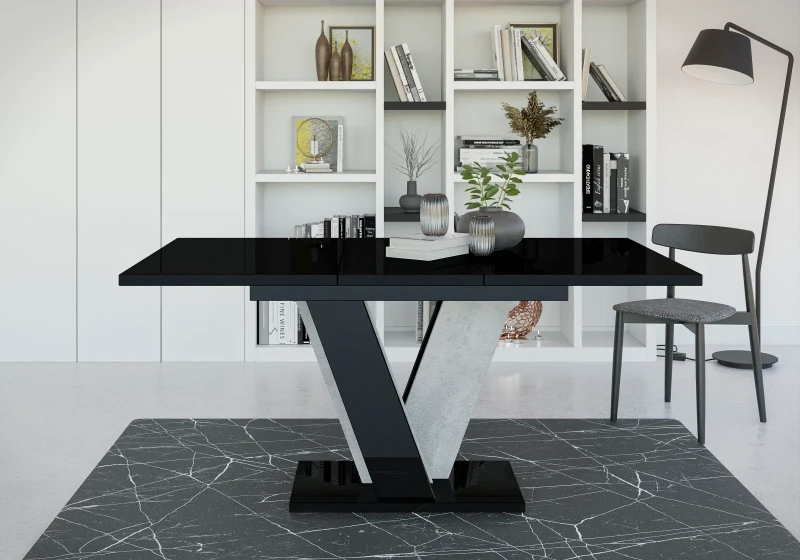 Stół rozkładany Solit 120-160 cm prostokątny nowoczesny do jadalni salonu black gloss