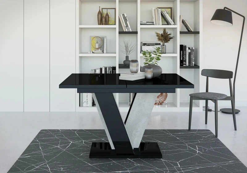 Stół rozkładany Solit 120-160 cm prostokątny nowoczesny do jadalni salonu black gloss
