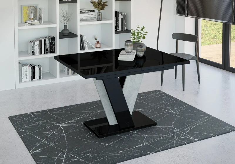 Stół rozkładany Solit 120-160 cm prostokątny nowoczesny do jadalni salonu black gloss