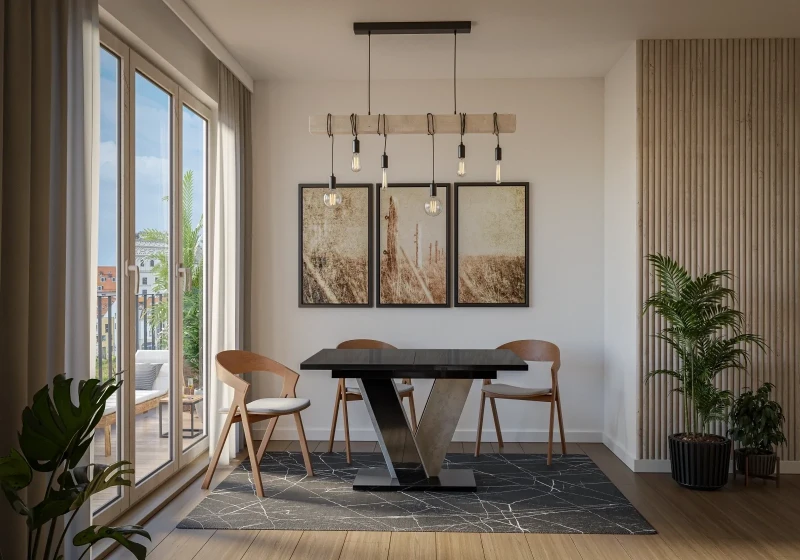 Stół rozkładany Solit 120-160 cm prostokątny nowoczesny do jadalni salonu black gloss