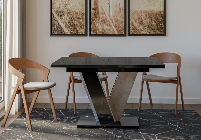 Stół rozkładany Solit 120-160 cm prostokątny nowoczesny do jadalni salonu black gloss