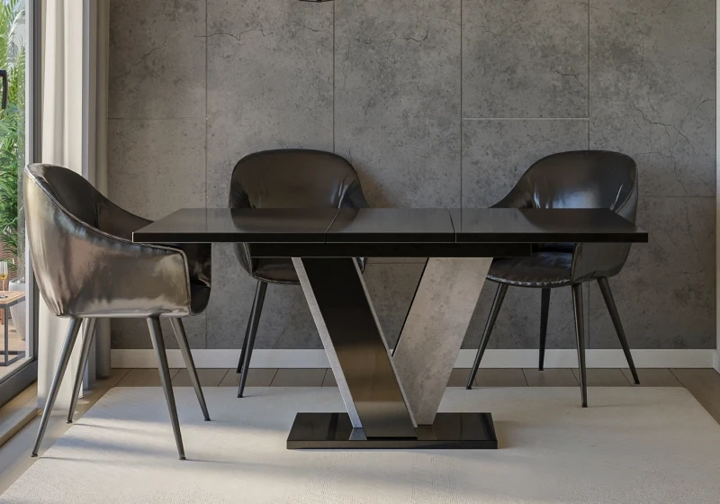 Stół rozkładany Solit 120-160 cm prostokątny nowoczesny do jadalni salonu black gloss