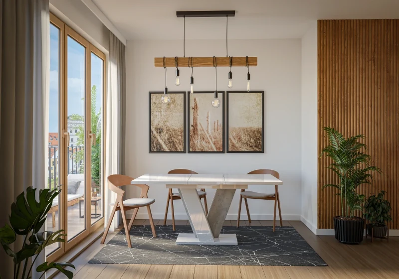Stół rozkładany Solit 120-160 cm prostokątny nowoczesny do jadalni salonu white gloss