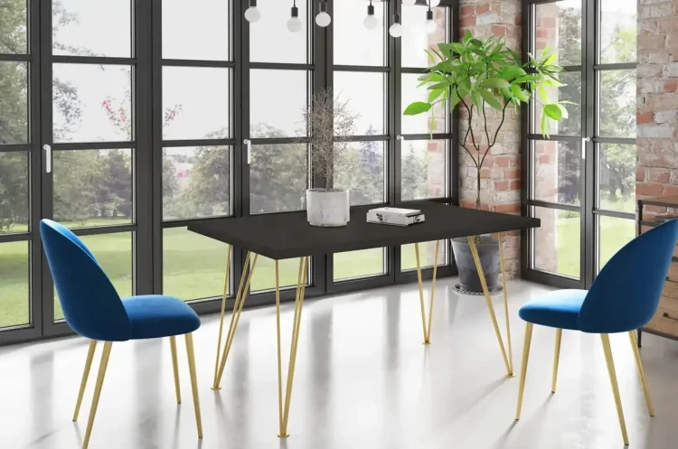 Stół rozkładany Leone Złoty 120-220 cm do jadalni salonu Smooth concrete