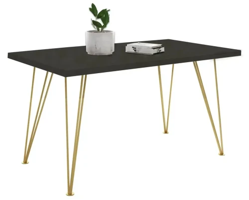 Stół rozkładany Leone Złoty 120-220 cm do jadalni salonu Smooth concrete