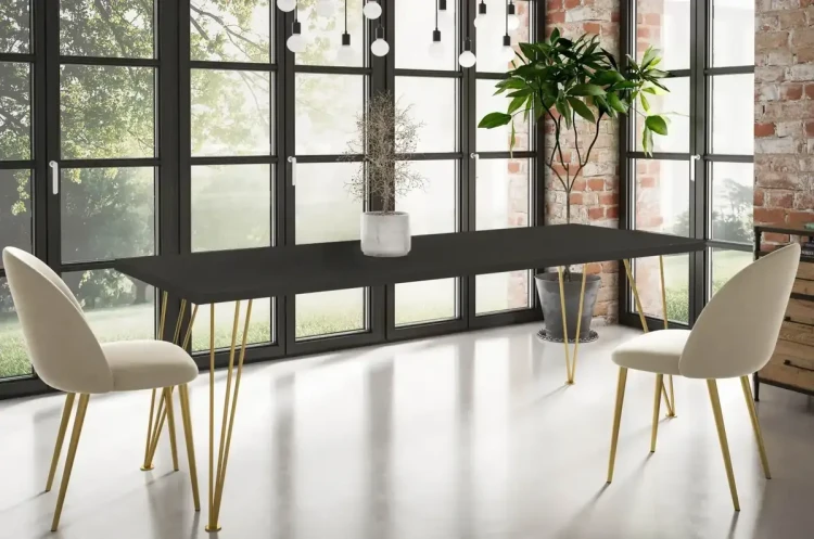 Stół rozkładany Leone Złoty 120-220 cm do jadalni salonu Smooth concrete
