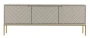 Szafka RTV Aspen I 150 cm trzydrzwiowa na metalowych nóżkach do salonu cashmere/złoty