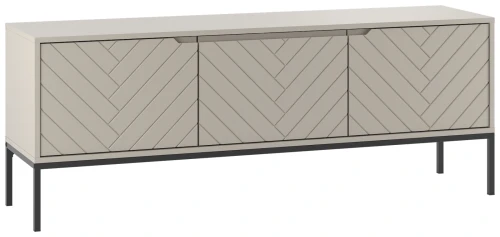 Szafka RTV Aspen I 150 cm trzydrzwiowa na metalowych nóżkach do salonu cashmere/czarny