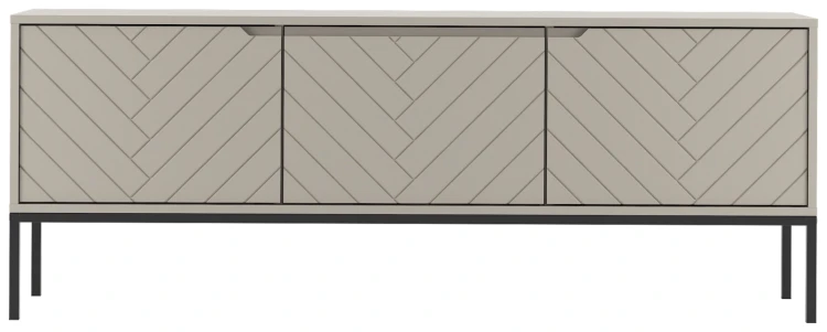 Szafka RTV Aspen I 150 cm trzydrzwiowa na metalowych nóżkach do salonu cashmere/czarny