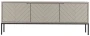 Szafka RTV Aspen I 150 cm trzydrzwiowa na metalowych nóżkach do salonu cashmere/czarny