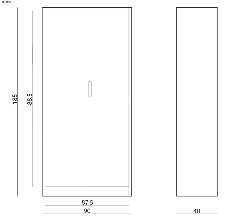 Szafa metalowa XD-029 lakierowana zamykana na klucz Czarna