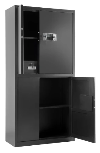 Szafa metalowa XD-032 z dwoma zamkami elektronicznymi i czujnikiem wstrząsowym Czarna