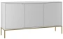 Komoda Aspen III 150 cm trzydrzwiowa z frezowanymi frontami do salonu biały/złoty