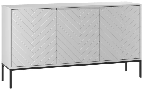 Komoda Aspen III 150 cm trzydrzwiowa z frezowanymi frontami do salonu biały/czarny