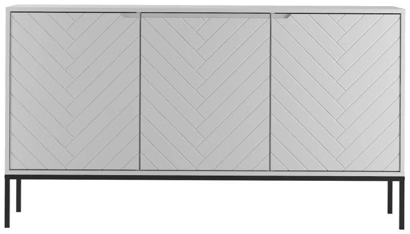 Komoda Aspen III 150 cm trzydrzwiowa z frezowanymi frontami do salonu biały/czarny