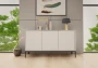 Komoda Aspen III 150 cm trzydrzwiowa z frezowanymi frontami do salonu biały/czarny