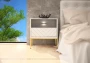 Szafka nocna Aspen IV 53 cm z szufladą i oświetleniem LED do sypialni biały/złoty