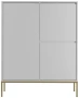 Komoda wysoka Aspen VII 102 cm trzydrzwiowa z frezowanym frontem do salonu biały/złoty
