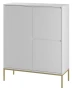 Komoda wysoka Aspen VII 102 cm trzydrzwiowa z frezowanym frontem do salonu biały/złoty