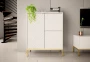 Komoda wysoka Aspen VII 102 cm trzydrzwiowa z frezowanym frontem do salonu biały/złoty