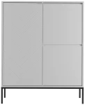 Komoda wysoka Aspen VII 102 cm trzydrzwiowa z frezowanym frontem do salonu biała
