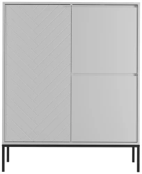 Komoda wysoka Aspen VII 102 cm trzydrzwiowa z frezowanym frontem do salonu biała