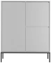 Komoda wysoka Aspen VII 102 cm trzydrzwiowa z frezowanym frontem do salonu biały/czarny