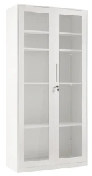 Szafa metalowa XD-027 ze szklanymi frontami zamykana na klucz Biała