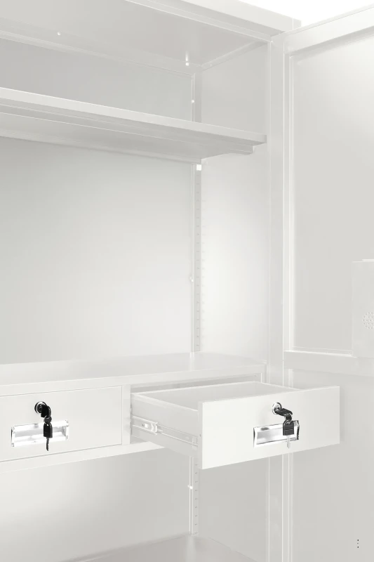 Szafa metalowa XD-034 z zamkiem elektronicznym i czujnikiem wstrząsowym Biała