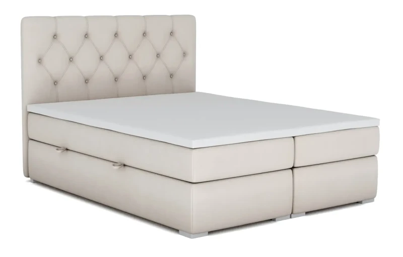 Łóżko kontynentalne Roma z pojemnikiem dwuosobowe tapicerowane