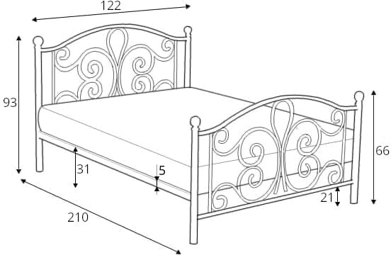 Łóżko metalowe pojedyncze Panama 120x200cm biały