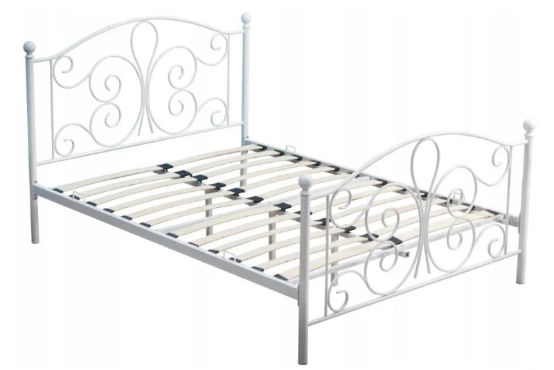Łóżko metalowe pojedyncze Panama 120x200cm biały
