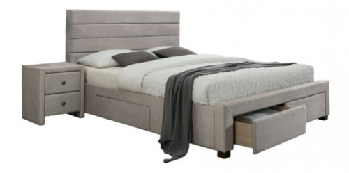 Łóżko podwójne Kayleon z szufladami 160x200cm beżowy