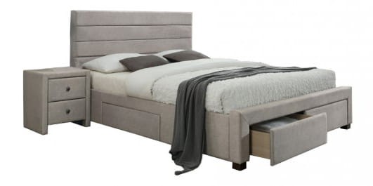 Łóżko podwójne Kayleon z szufladami 160x200cm beżowy