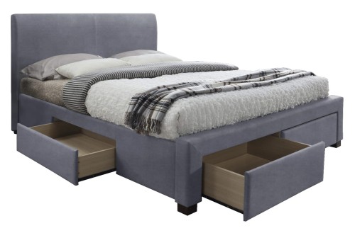 Łóżko Modena 3 160x200cm tapicerowane z szufladami popielaty