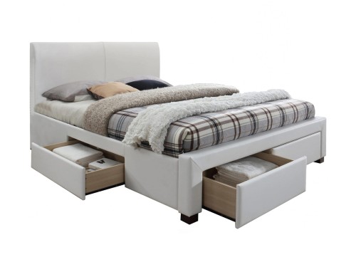 Łóżko Modena 2 160x200cm tapicerowane z szufladami biały
