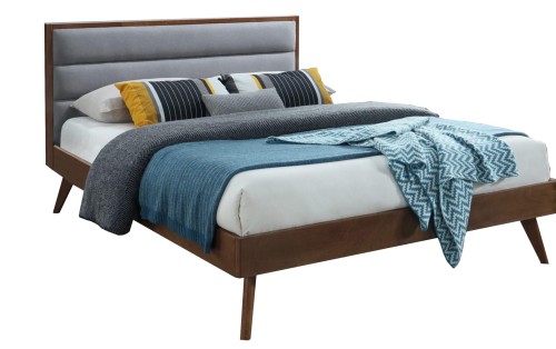 Łóżko podwójne Orlando 160x200cm tapicerowane popielaty/orzech