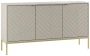 Komoda Aspen III 150 cm trzydrzwiowa z frezowanymi frontami do salonu cashmere/złoty
