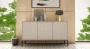 Komoda Aspen III 150 cm trzydrzwiowa z frezowanymi frontami do salonu cashmere/czarny