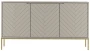 Komoda Aspen III 150 cm trzydrzwiowa z frezowanymi frontami do salonu cashmere/złoty