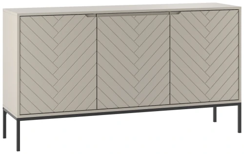 Komoda Aspen III 150 cm trzydrzwiowa z frezowanymi frontami do salonu cashmere/czarny